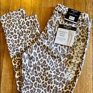 Nine West Leopard Print Skinny Ankle Jeans